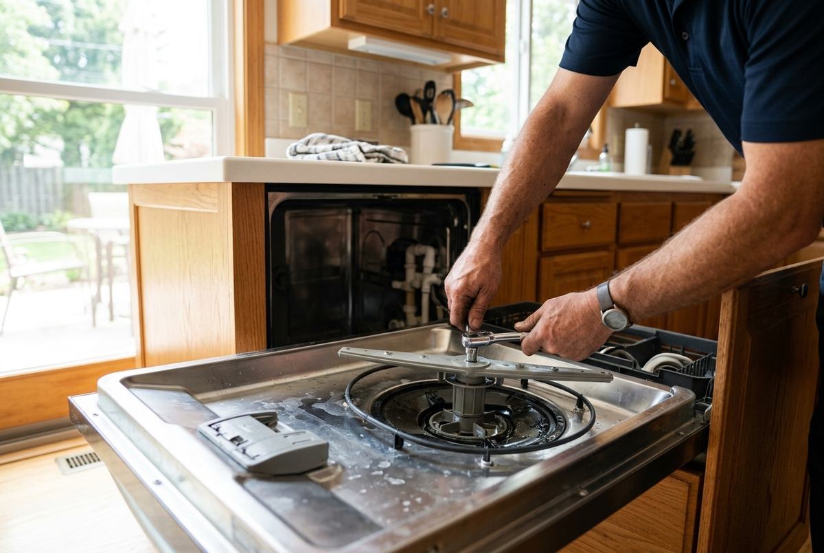 Dishwasher Repair technician at work