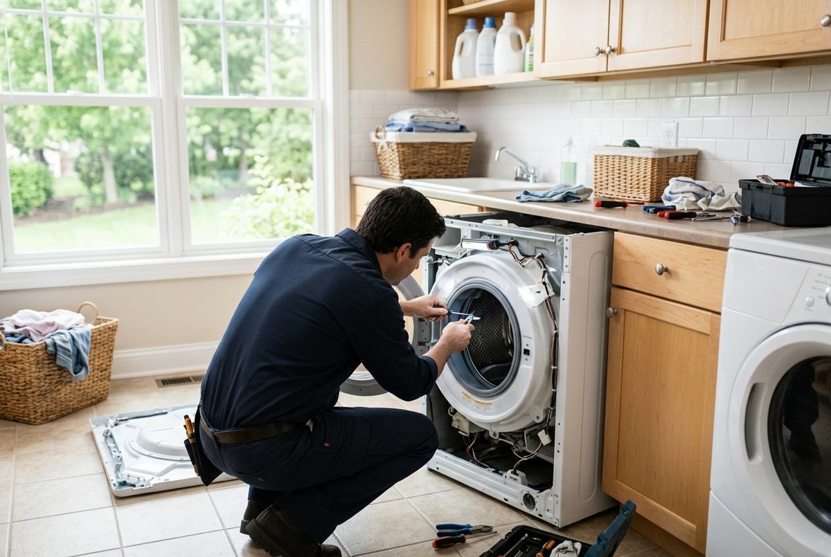 Washer Repair technician at work